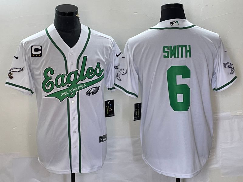 Men Philadelphia Eagles #6 Smith White Co Branding Game NFL Jersey style 8